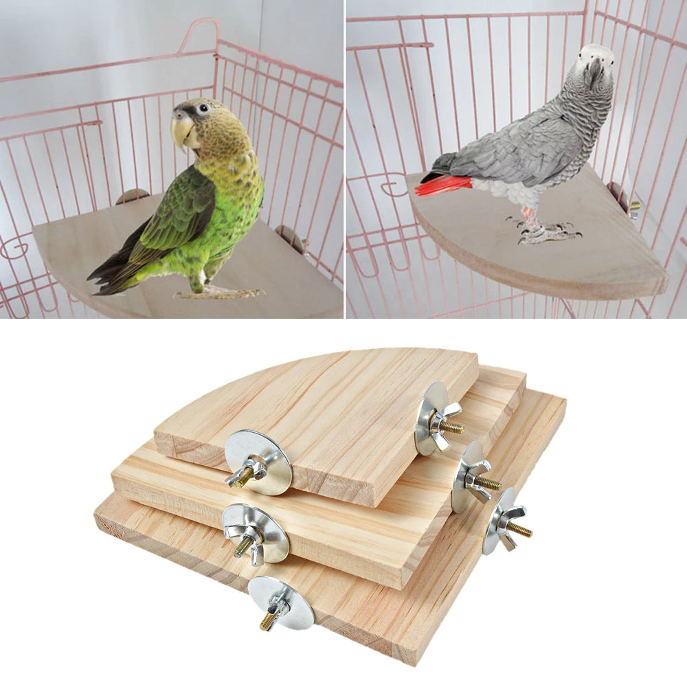 1Pc Pet Bird Parrot Wood Platform Stand Rack Toy Hamster Branch Perches for Bird Cage Toys 3 Sizes Pet Station Board Avian Fashions